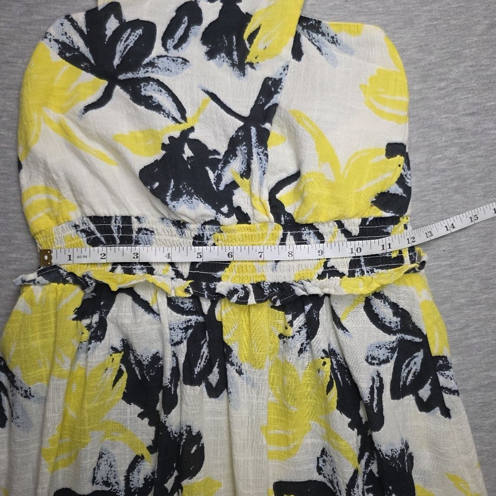 Walter Baker Yellow and Black Floral Halter Top Midi Dress Size Medium - Picture 7 of 10